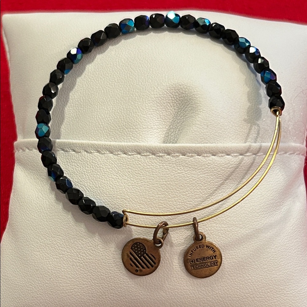 Alex and Ani Bracelet Iridescent Black with Charms